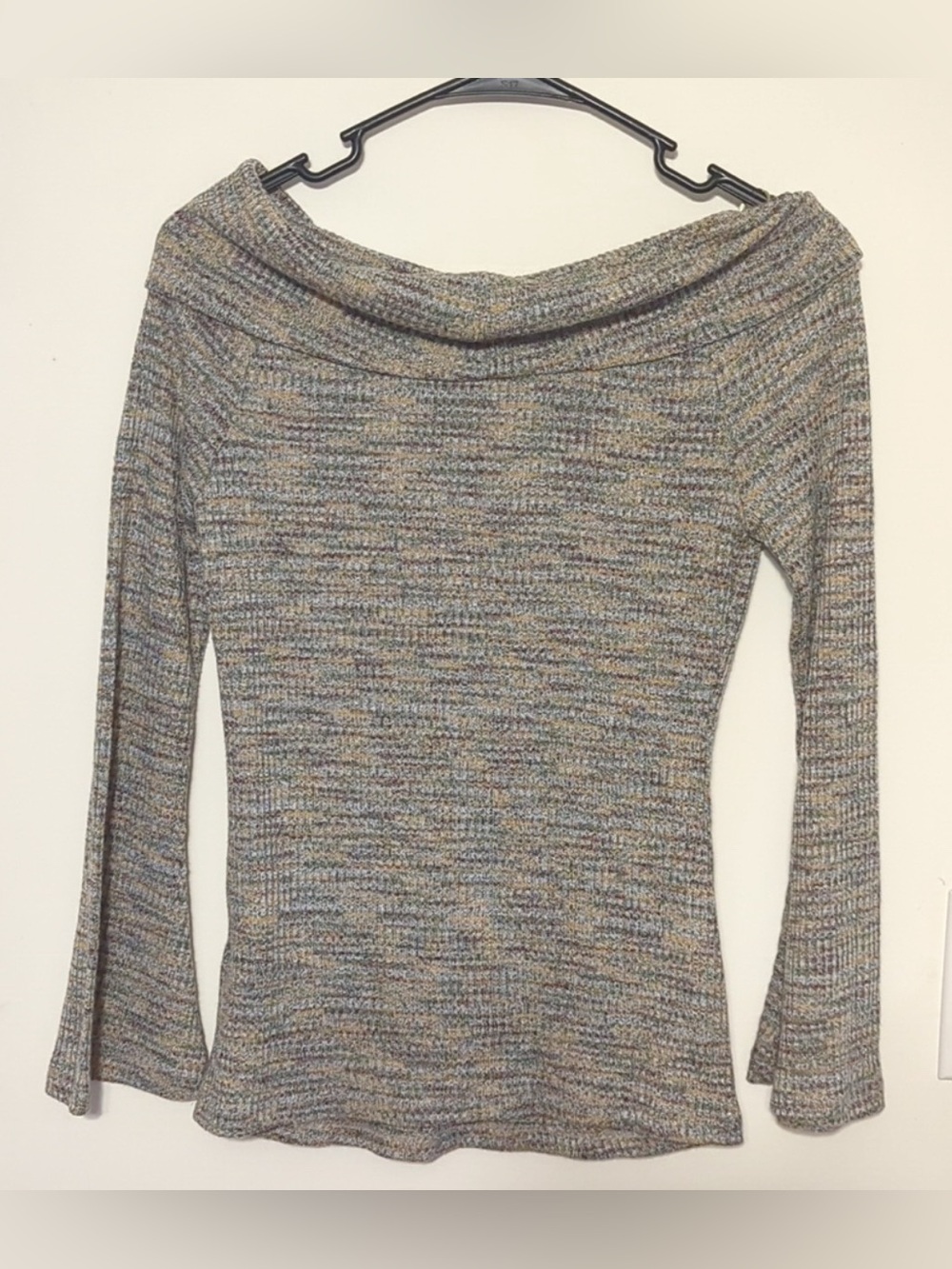 ❤️ Philosophy PS Ribbed Knit Women's Long Sleeve Shirt Heathered Gray (B6)